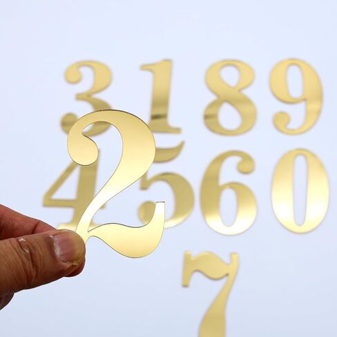 20 قطعة من أغطية الكيك بأرقام أكريليك مرآة ذهبية 0-9، ارتفاع 8.89 سم، لتزيين كعكة عيد الميلاد والذكرى السنوية in Kuwait