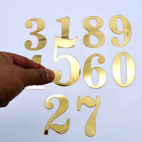 20 قطعة من أغطية الكيك بأرقام أكريليك مرآة ذهبية 0-9، ارتفاع 8.89 سم، لتزيين كعكة عيد الميلاد والذكرى السنوية in Kuwait