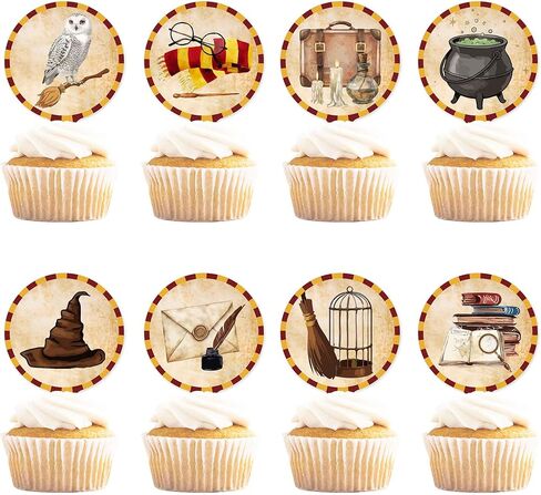Wizard Cupcake Toppers – 48PCS Magical Fantasy Dessert Decorations for Cakes & Cupcakes - Double-sided in Saudi Arabia