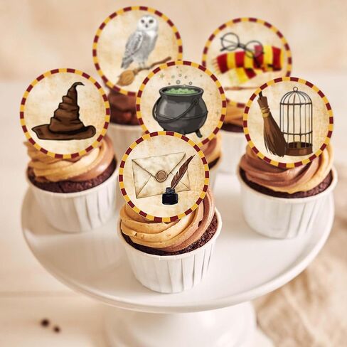 Wizard Cupcake Toppers – 48PCS Magical Fantasy Dessert Decorations for Cakes & Cupcakes - Double-sided in Saudi Arabia