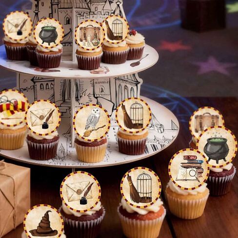 Wizard Cupcake Toppers – 48PCS Magical Fantasy Dessert Decorations for Cakes & Cupcakes - Double-sided in Saudi Arabia