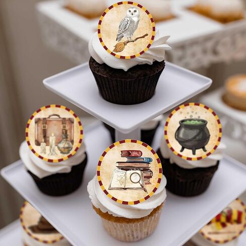 Wizard Cupcake Toppers – 48PCS Magical Fantasy Dessert Decorations for Cakes & Cupcakes - Double-sided in Saudi Arabia