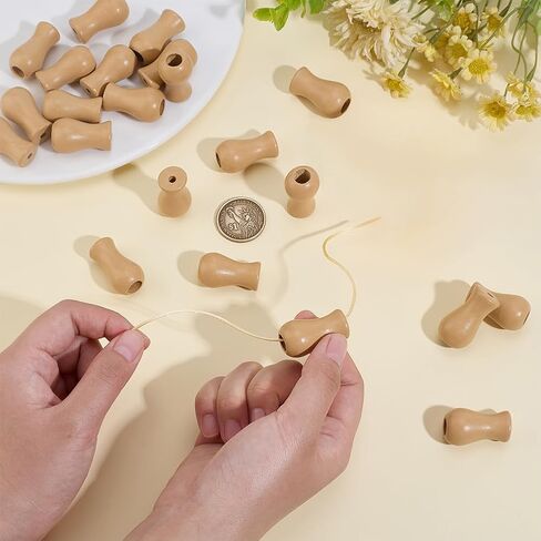 PH PandaHall 24pcs Wooden Cord Tassels, Blind Pull Cord Knobs Wood Tassels Blind Cords Pulls Wooden Hanging Pulls Replacement for Rustic Window Curtain Shade, Light Brown Color in Kuwait