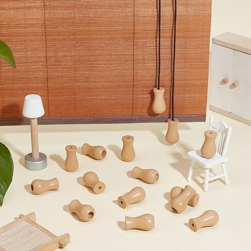 PH PandaHall 24pcs Wooden Cord Tassels, Blind Pull Cord Knobs Wood Tassels Blind Cords Pulls Wooden Hanging Pulls Replacement for Rustic Window Curtain Shade, Light Brown Color in Kuwait