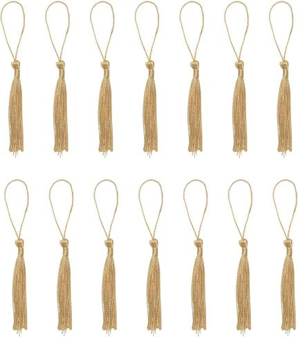 SOWAKA 40 Pcs Mini Tassel with Loop Soft Handmade 5 Inch Floss Tassels for DIY Crafting Project Earring Bookmark Jewelry Making Graduation Souvenir Clothing Sewing Supplies (Light Gold) in Kuwait