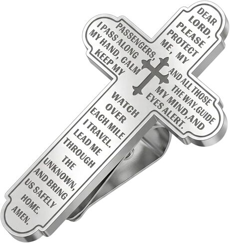 Cross for Car, Cross Car Accessories, Guardian Angel Visor Clip, As Gift for Driver Family Friend (Silver) in Saudi Arabia