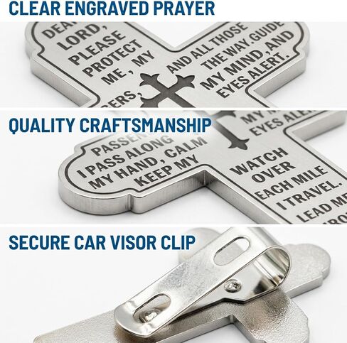 Cross for Car, Cross Car Accessories, Guardian Angel Visor Clip, As Gift for Driver Family Friend (Silver) in Saudi Arabia