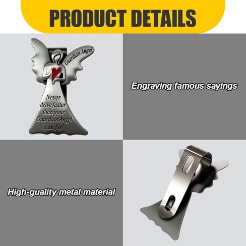 Car Guardian Angel Visor Clip, Never Drive Faster Than Your Guardian Angel Can Fly New Driver Safety Driving Medal Accessories, Religious Present for Driver Friend (2PCS) in Kuwait