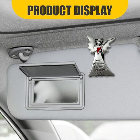 Car Guardian Angel Visor Clip, Never Drive Faster Than Your Guardian Angel Can Fly New Driver Safety Driving Medal Accessories, Religious Present for Driver Friend (2PCS) in Kuwait