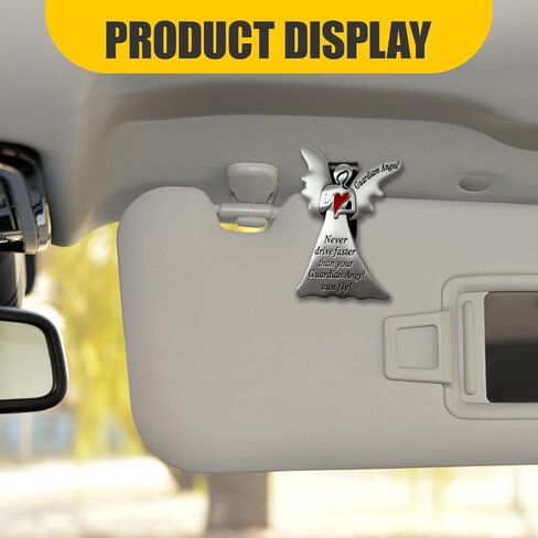 Car Guardian Angel Visor Clip, Never Drive Faster Than Your Guardian Angel Can Fly New Driver Safety Driving Medal Accessories, Religious Present for Driver Friend (2PCS) in Kuwait