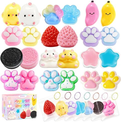 Squishy Pack, Fidget Toys Kit, Include taba Squishies Party Favors for Kids 4-8 8-12 Treasure Box Toys for Classroom Birthday Xmas Gifts for Girls Boys Goodie Bag Stocking Stuffers for Teens in Saudi Arabia