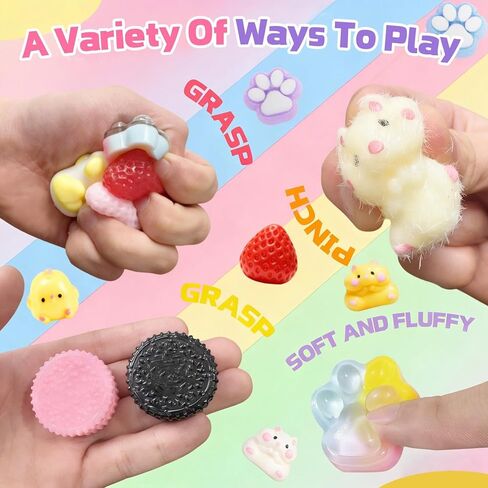 Squishy Pack, Fidget Toys Kit, Include taba Squishies Party Favors for Kids 4-8 8-12 Treasure Box Toys for Classroom Birthday Xmas Gifts for Girls Boys Goodie Bag Stocking Stuffers for Teens in Saudi Arabia