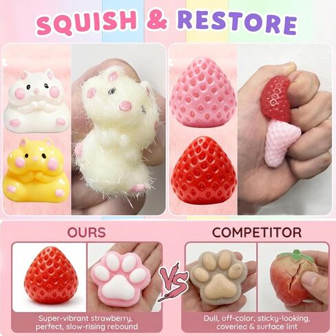 Squishy Pack, Fidget Toys Kit, Include taba Squishies Party Favors for Kids 4-8 8-12 Treasure Box Toys for Classroom Birthday Xmas Gifts for Girls Boys Goodie Bag Stocking Stuffers for Teens in Saudi Arabia