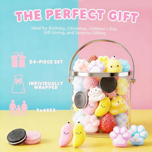 Squishy Pack, Fidget Toys Kit, Include taba Squishies Party Favors for Kids 4-8 8-12 Treasure Box Toys for Classroom Birthday Xmas Gifts for Girls Boys Goodie Bag Stocking Stuffers for Teens in Saudi Arabia