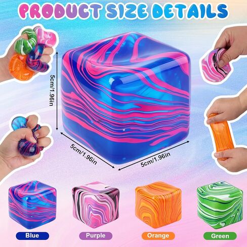 Squishies Stress Cube Toys,Adults Squishies Anxiety Relief Maltose Ball,Large Veined Ice Cube Squishy Toy,Gel Filled Stretchy Stress Balls for Anxiety Relief,Colorful Fidgets Cubes (Purple) in Saudi Arabia