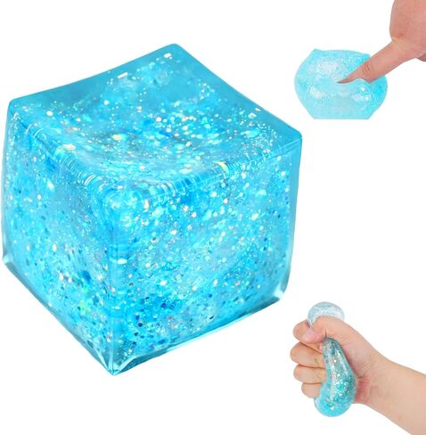 Squishies Stress Cube Toys,Adults Squishies Anxiety Relief Maltose Ball,Large Veined Ice Cube Squishy Toy,Gel Filled Stretchy Stress Balls for Anxiety Relief,Colorful Fidgets Cubes (Purple) in Saudi Arabia