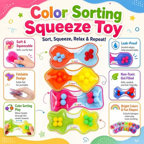 Sensory Fidget Toys Bulk for Kids: 16 Pack Quiet Color Sorting Sensory Toys - Fine Motor Toys for Toddlers Boys Girls Ages 3+ - Classroom Travel Home Calm Down Activities - Prize for Kids Classroom in Saudi Arabia