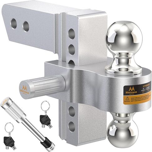 Adjustable Trailer Hitch - Drop Hitch 2.5 Inch Receiver, Heavy Duty Aluminum Tow Hitches with 6" Drop/Rise, (2" & 2-5/16") Chrome Plated Steel Dual Ball Mount, Two Anti-Theft Hitch Pin Locks in Saudi Arabia