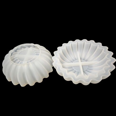 2PCS Flower Bowl Resin Silicone Molds Set, Fuehbur Epoxy Resin Moulds Tray with Wavy Edge Design for DIY Jewelry Holder, 5.24 x 5.24 x 1.64 inches, for Candle Handmade Decoration - 2 Pack in Saudi Arabia