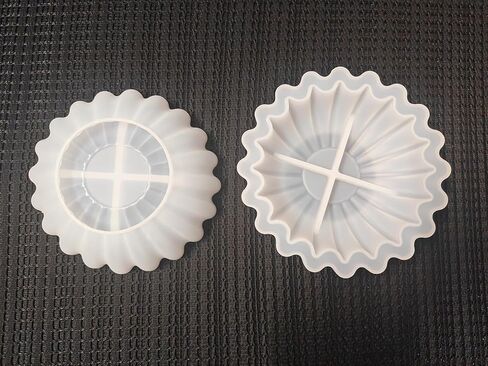 2PCS Flower Bowl Resin Silicone Molds Set, Fuehbur Epoxy Resin Moulds Tray with Wavy Edge Design for DIY Jewelry Holder, 5.24 x 5.24 x 1.64 inches, for Candle Handmade Decoration - 2 Pack in Saudi Arabia