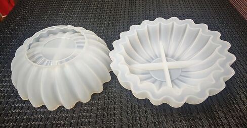 2PCS Flower Bowl Resin Silicone Molds Set, Fuehbur Epoxy Resin Moulds Tray with Wavy Edge Design for DIY Jewelry Holder, 5.24 x 5.24 x 1.64 inches, for Candle Handmade Decoration - 2 Pack in Saudi Arabia