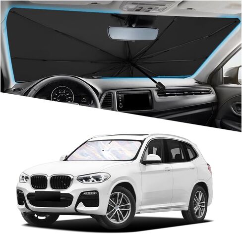 55.1×31.5 Inch Car Windshield Sun Shade Umbrella,Upgraded Foldable Car Sun Shade Windshield Umbrella for Suns Protection,Universal Windshields Cover Suns Shades for Cars,SUVs in Saudi Arabia