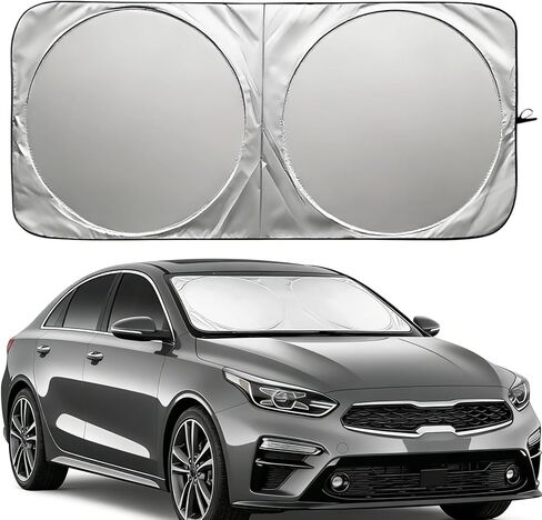Car Window Shades, Foldable Sun Visor with Storage Bag for Front Windshield Sun Shade Cover, Heat Shield Cover & UV Protector, Fit for SUV and Sedan, Car Accessories (59.06" x 27.56 ") in Saudi Arabia