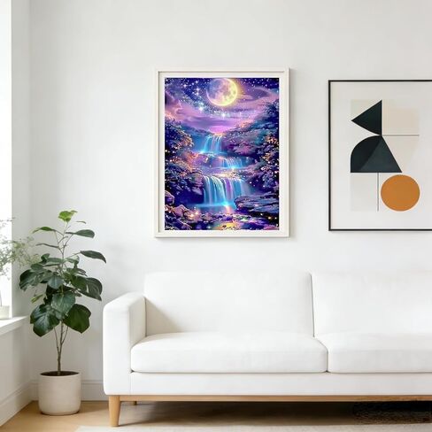 مومديد 5D مجموعات الرسم الماسي للبالغين، مجموعة فنية ماسية للمناظر الطبيعية، شلال DIY حفر دائري كامل الماس نقطة جوهرة الفن مجموعات للمبتدئين، ديكور جدار المنزل 12 × 16 بوصة in Kuwait