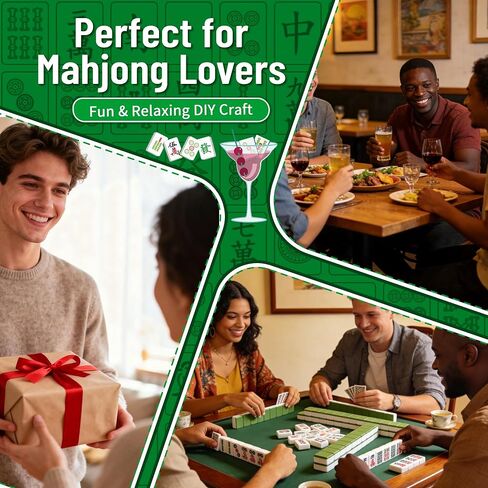 EliteEcho 8 PCS Mahjong Diamond Art Coasters Kit, Diamond Painting Coasters with Holder & Cork Backing, Retro Mah Jong Drink Coasters DIY Craft Kit for Adults, Mahjong Gifts & Party Accessories in Saudi Arabia