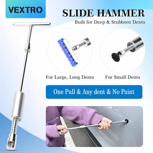 VEXTRO Dent Puller Kit Dent Removal Tools for Car, Paintless Dent Repair Kit with Metal Dent Lifter, Powerful Slide Hammer T-Bar, Bridge Puller, Auto Body Dent Repair, Door Ding, Hail Damage Removal in Saudi Arabia