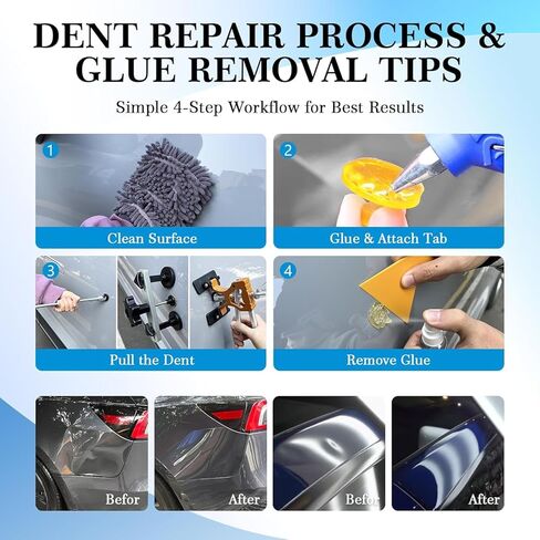 VEXTRO Dent Puller Kit Dent Removal Tools for Car, Paintless Dent Repair Kit with Metal Dent Lifter, Powerful Slide Hammer T-Bar, Bridge Puller, Auto Body Dent Repair, Door Ding, Hail Damage Removal in Saudi Arabia