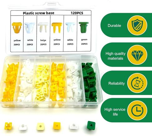 120 PCS Grommet Screw Nuts, Nylon License Panel Screw Insert, Body Bumper Insert Grommet Nuts, Universal Fastening Accessories for Most Cars, Trucks, SUVs (Multicolored) in Saudi Arabia