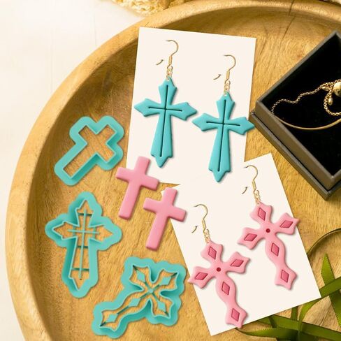 11Pcs Cross Polymer Clay Cutters Crosses Clay Earrings Cutters Polymer Jewelry Cutter for Earrings Making Party Festival DIY Supplies in Kuwait