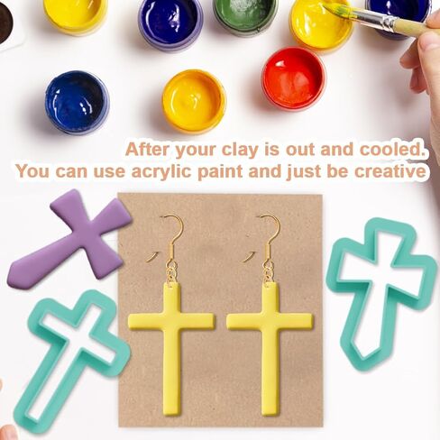 11Pcs Cross Polymer Clay Cutters Crosses Clay Earrings Cutters Polymer Jewelry Cutter for Earrings Making Party Festival DIY Supplies in Kuwait