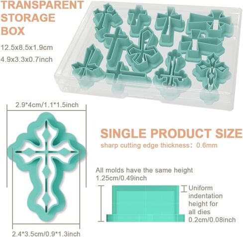 11Pcs Cross Polymer Clay Cutters Crosses Clay Earrings Cutters Polymer Jewelry Cutter for Earrings Making Party Festival DIY Supplies in Kuwait