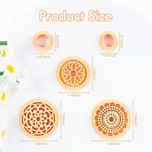 Puocaon Boho قواطع طين البوليمر - 5 قطع قواطع طين الأزهار لصنع مجوهرات طين البوليمر، قواطع مجوهرات طينية متدلية قديمة، قواطع منقوشة لأقراط طين البوليمر مجموعة قواطع طين in Kuwait