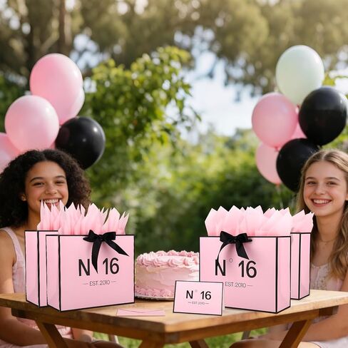 Sweet 16 Gifts for Girls, N°16 EST.2010 Pink sweet 16 Gift Bag with Card Envelope Ribbon Tissue Papers Birthday Decorations Anniversary Party Favors for Daughter Granddaughter Friends in Kuwait