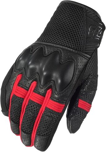 ScorpionEXO Cool Hand Pro Gloves Men's Short Cuff Hook and Loop Motorcycle Riding Gloves Rib-Stretch Knuckle (Black/Orange - Medium) in Kuwait