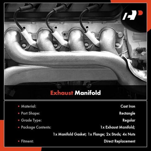 A-Premium V8 4.2 5.0 5.8L Exhaust Manifold Kit W/Gasket, Studs & Nuts Compatible with Ford F-100, F-150, F-250, F-350, E-100 E-150 E-250 E-350 Econoline Club Wagon, Bronco, E-100 Econoline Club Wagon in Kuwait