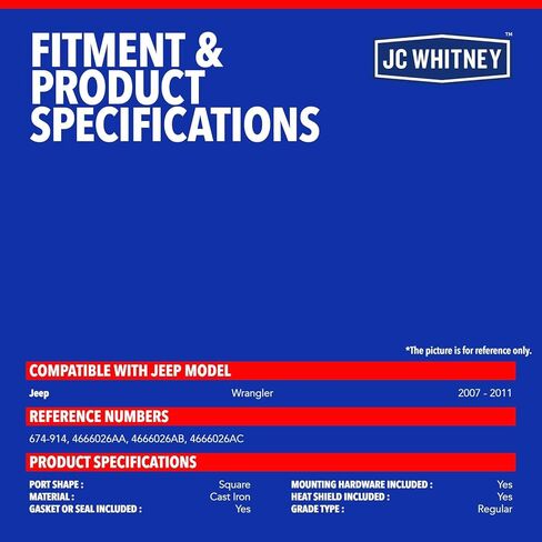 JC Whitney JFBAJCWEMD00076 Right Exhaust Manifold Kit - Compatible with Jeep Wrangler 2007-2011 - 3.8L Cyl.6 in Kuwait