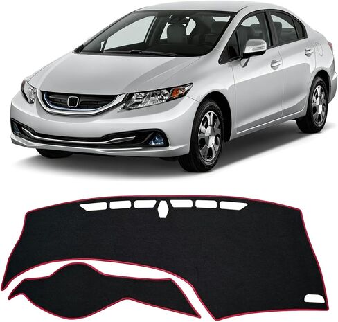for 2012 2013 2014 2015 Honda Civic Dash Cover, Dashboard Cover mat Custom fit for Honda Civic 2012-2015,Protective Dashboard for Civic Interior Accessory (Red Edge) in Saudi Arabia