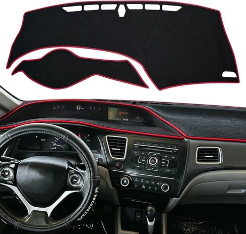for 2012 2013 2014 2015 Honda Civic Dash Cover, Dashboard Cover mat Custom fit for Honda Civic 2012-2015,Protective Dashboard for Civic Interior Accessory (Red Edge) in Saudi Arabia