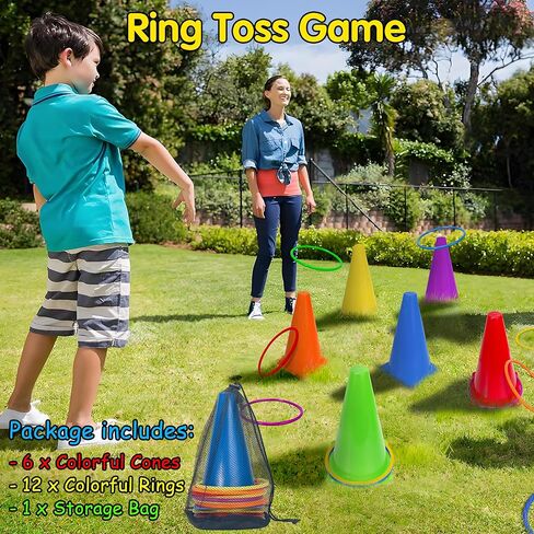 LINAYE Outdoor Field Day Games for Kids Adults, Carnival Lawn Yard Family Reunion Survivor Games Activities Tug of War Rope, Potato Sack Race Bags, Ring Toss,Catch Tail Game Belt for Birthday Party in Saudi Arabia