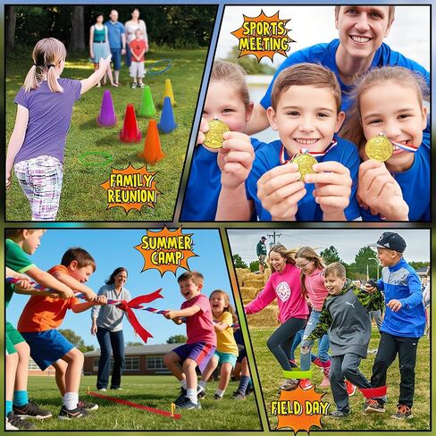 LINAYE Outdoor Field Day Games for Kids Adults, Carnival Lawn Yard Family Reunion Survivor Games Activities Tug of War Rope, Potato Sack Race Bags, Ring Toss,Catch Tail Game Belt for Birthday Party in Saudi Arabia