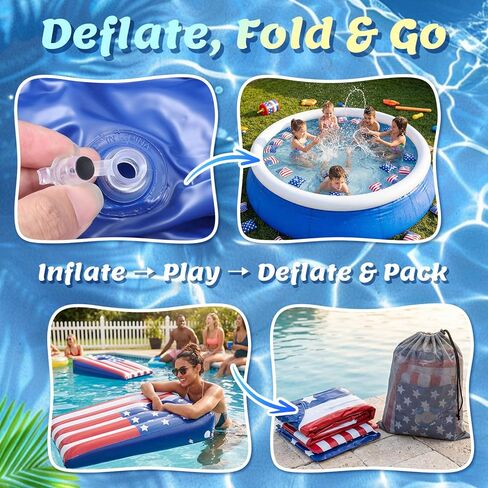 Foilswirl 2 مجموعات نفخ بركة Cornhole لعبة لعيد الاستقلال العائمة كيس فول إرم لعبة مع العلم الأمريكي موضوع الأسرة الكبار لعبة تجمع ل4th من يوليو الفناء الخلفي الشاطئ الصيف في الهواء الطلق متعة in Kuwait