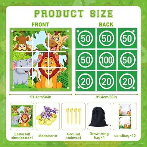 Jungle Animals Bean Bag Toss Game Animal Cornhole Board Set Tic Tac Toe Bean Bag Activities for Beach Backyard Lawn Spring Easter Safari Theme Outdoor Game Winter Party in Saudi Arabia