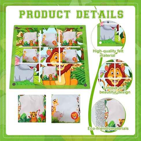 Jungle Animals Bean Bag Toss Game Animal Cornhole Board Set Tic Tac Toe Bean Bag Activities for Beach Backyard Lawn Spring Easter Safari Theme Outdoor Game Winter Party in Saudi Arabia