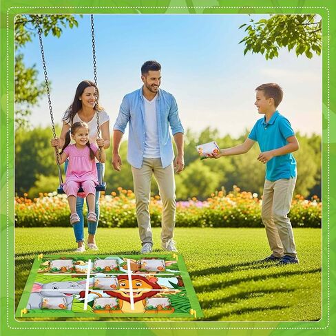 Jungle Animals Bean Bag Toss Game Animal Cornhole Board Set Tic Tac Toe Bean Bag Activities for Beach Backyard Lawn Spring Easter Safari Theme Outdoor Game Winter Party in Saudi Arabia