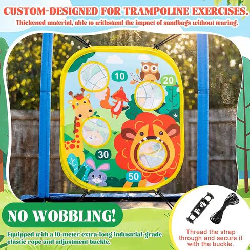 Lunmon Kids Trampoline Toss Game, 3 in 1 Bean Bag Toss Game with Dart Board & Target Board, Trampoline Games Accessories for Kids Outdoor Backyard Party Toy for Boys Girls Ages 3-6 in Kuwait