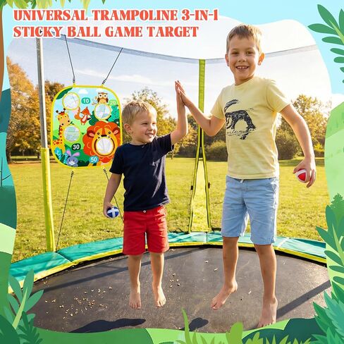 Lunmon Kids Trampoline Toss Game, 3 in 1 Bean Bag Toss Game with Dart Board & Target Board, Trampoline Games Accessories for Kids Outdoor Backyard Party Toy for Boys Girls Ages 3-6 in Kuwait